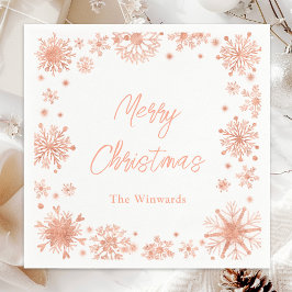 Rose Gold Snowflakes Weihnachten Party Serviette