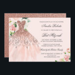 Rose Gold Sparkkleid Floral Bat Mitzvah Einladung<br><div class="desc">Mehr Farboptionen im Little Bayleigh Store!</div>