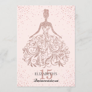 Rose Gold Sparkkleid Quinceañera Glitzer Rosa Einladung
