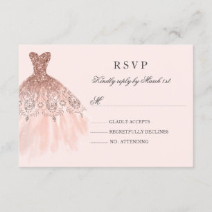 Rose Gold Sparkkleid Quinceanera UAWG RSVP Karte
