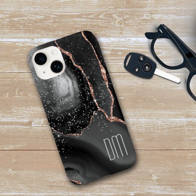 Rose Gold Sparkle Abstrakt Monogramm Case-Mate iPhone Hülle (Von Creator hochgeladen)