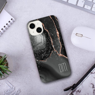 Rose Gold Sparkle Abstrakt Monogramm iPhone 14 Hülle