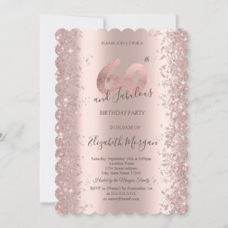 Rose Gold Sparkle Diamonds 60. Geburtstag Einladung