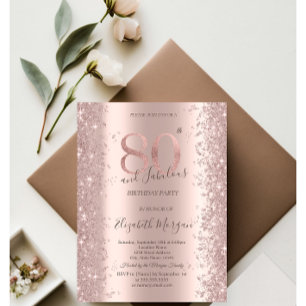 Rose Gold Sparkle Diamonds 80. Geburtstag Einladung