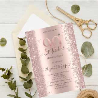 Rose Gold Sparkle Diamonds 90. Geburtstag Einladung
