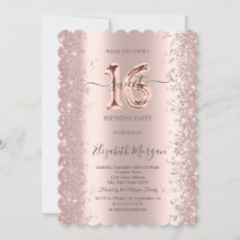 Rose Gold Sparkle Diamonds Sweet 16 Einladung