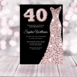 Rose gold Sparkle Dress 40. Geburtstag Party Schwa Einladung<br><div class="desc">Rose goldrot Rosa Sparkle Dress 40. Geburtstag Party Schwarze Einladung Variationen zu den Einladungen und passende Artikel in unserem Shop</div>