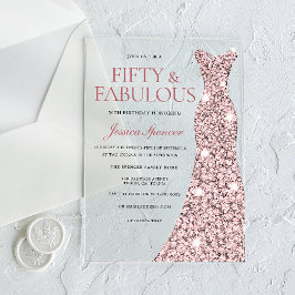 Rose Gold Sparkle Dress 50. Geburtstag Einladung