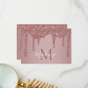Rose Gold Sparkle Drilling Glitzer Monogram Dankeskarte