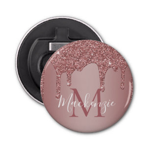 Rose Gold Sparkle Drilling Glitzer Monogram Flaschenöffner