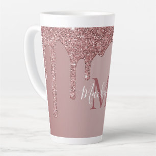 Rose Gold Sparkle Drilling Glitzer Monogram Milchtasse