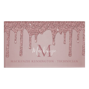 Rose Gold Sparkle Drilling Glitzer Monogram Namenschild