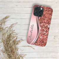 Rose Gold Sparkle Glam Bling Personalized Metal
