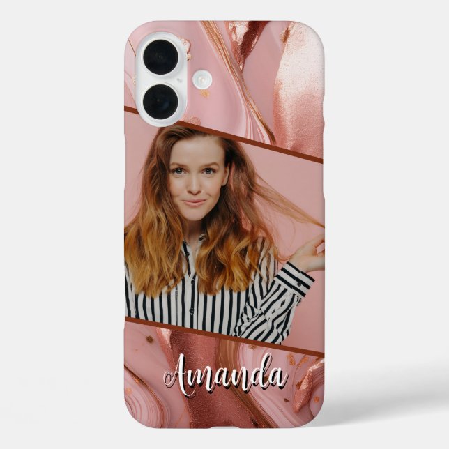 Rose Gold Sparkle Glam Foto Case-Mate iPhone Hülle (Rückseite)