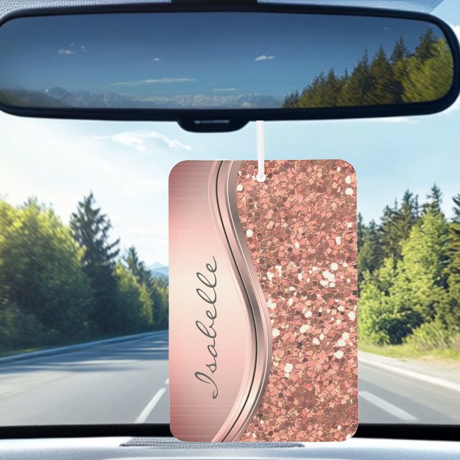 Rose Gold Sparkle Glam Glitzer Personalisiert Autolufterfrischer (Von Creator hochgeladen)