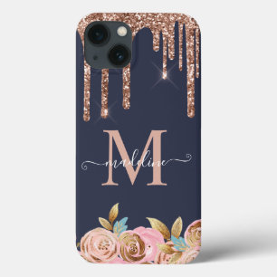 Rose Gold Sparkle Glam Glitzer Tropfen Monogram Case-Mate iPhone Hülle