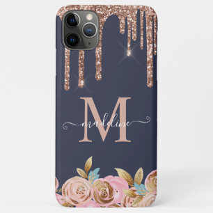 Rose Gold Sparkle Glam Glitzer Tropfen Monogram Fa Case-Mate iPhone Hülle