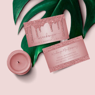 Rose Gold Sparkle Glitter Drips Luxury Visitenkarte