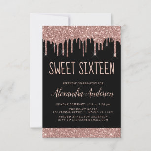Rose Gold Sparkle Glitzer 16 . Geburtstag Geburtst Einladung