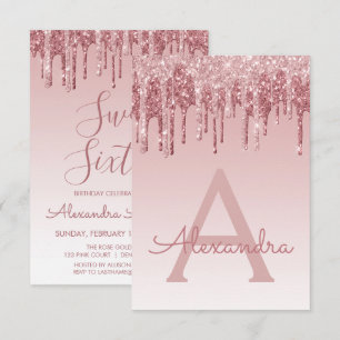 Rose Gold Sparkle Glitzer 16 . Geburtstag Geburtst Einladung
