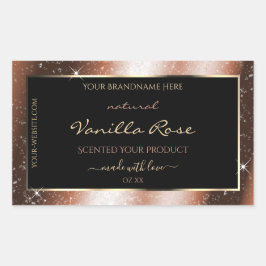 Rose Gold Sparkle Glitzer Frame Glam Produktlabel Rechteckiger Aufkleber