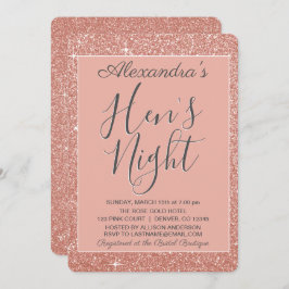 Rose Gold Sparkle Glitzer Hens Night Party Einladung