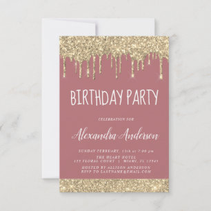 Rose Gold Sparkle Glitzer jedes Alter Geburtstag Einladung
