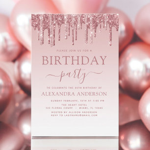 Rose Gold Sparkle Glitzer jedes Alter Geburtstag Einladung