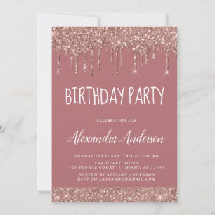 Rose Gold Sparkle Glitzer jedes Alter Geburtstag Einladung