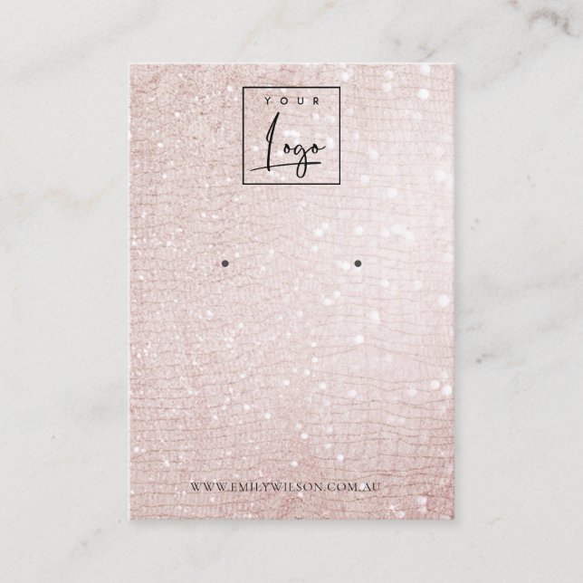Rose Gold Sparkle Glitzer-Logo Visitenkarte (Vorderseite)