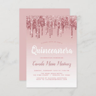 Rose Gold Sparkle Glitzer Quinceanera Feier Einladung