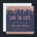 Rose Gold Sparkle Glitzer Sweet 16 Save the Date Einladung<br><div class="desc">Rose Gold - Blush Pink und Navy Blue Sparkle Driving Glitzer 16 . Geburtstag - 16 Girl's Birthday Party Save the Date Einladung. Diese Einladung eignet sich hervorragend für die Sparkle Glitzer Sweet 16. Geburtstagsparty,  die in Pink Rose Gold feiern möchte.</div>