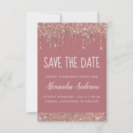 Rose Gold Sparkle Glitzer Sweet 16 Save the Date Einladung