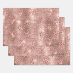 Rose Gold Sparkle Glitzer Trendy Geschenk für sie Geschenkpapier Set
