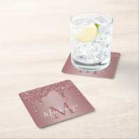 Rose Gold Sparkle Glitzer Tropfen Monogramm