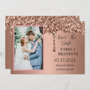 Rose Gold Sparkle Glitzer Tropfen Rosa Hochzeit Save The Date