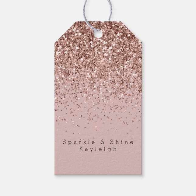 Rose Gold Sparkle Imitats Glitzer Geschenkanhänger (Vorderseite)
