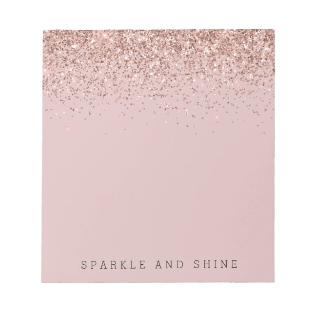 Rose Gold Sparkle Imitats Glitzer Notizblock (Vorderseite)