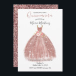 Rose Gold Sparkle Rosa Blume Quincean Einladung<br><div class="desc">Rose Gold Sparkle Pink Blume Quinceanera Mis Quince Anos,  15. Geburtstag, </div>