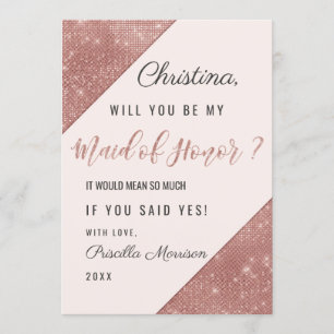 Rose Gold Sparkling Glitzer Sequin Trauzeugin Einladung