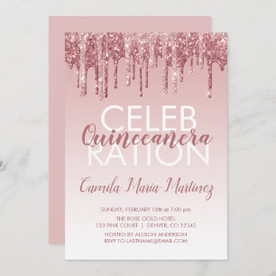 Rose Gold Sparkone Glitzer Quinceanera Feier Einladung