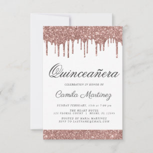 Rose Gold Sparkone Glitzer Quinceñera Feier Einladung