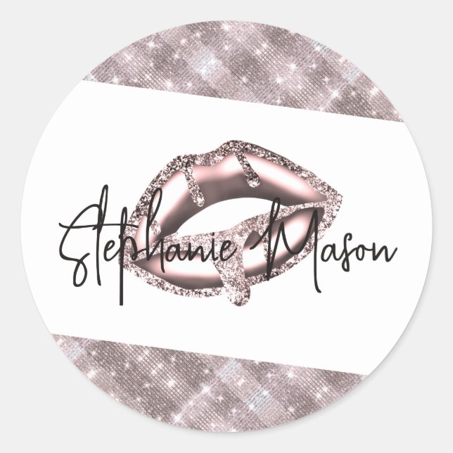 Rose Gold Sparkone Glitzer Tropfen Runder Aufkleber (Vorderseite)