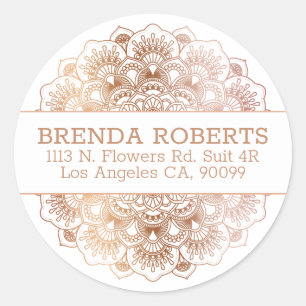 Rose-Gold-Spitzen-Floral Mandala Geometrisches Des Runder Aufkleber