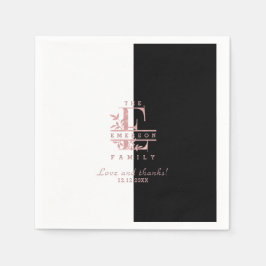 Rose Gold Split Custom Monogram E F G H I J Serviette