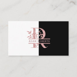 Rose Gold Split Custom Monogram Letter R Q S T U Visitenkarte