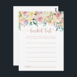 Rose Gold Spring Floral Bucket List Karten<br><div class="desc">Diese Rose goldgelben Frühlingszettel sind die perfekte Wahl für einen rustikalen Hochzeitsempfang oder Brautparty. Das Design besticht durch eine Fülle von bunten Pfannkuchen und grünem Blattwerk, das schön in hübsche Bouquets eingefasst ist und die natürliche Schönheit inspiriere. Ändern Sie den Wortlaut in Anzug jedes Lebensereignisses. Das Schild der Schaufelliste wird...</div>