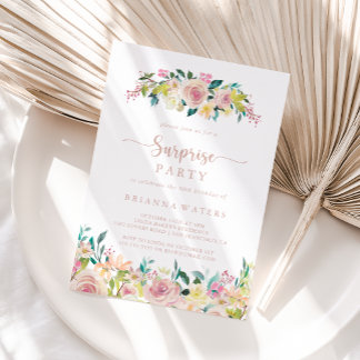Rose Gold Spring Floral Überraschung Party Einladung