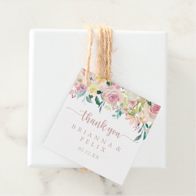 Rose Gold Spring Floral Wedding Geschenkanhänger (Beispiel)