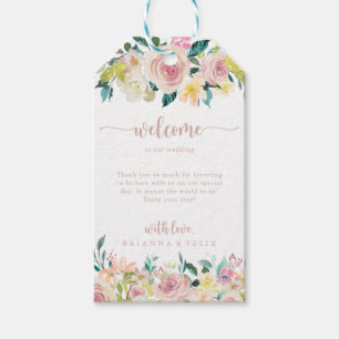 Rose Gold Spring Floral Wedding Willkommen Geschenkanhänger